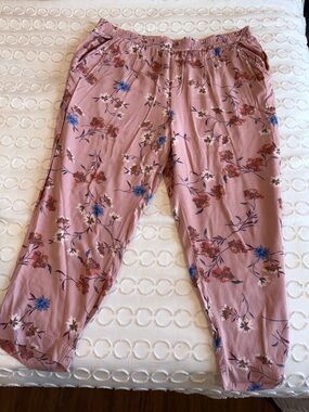 Jessica Simpson Pink Floral Elastic Waist Lightweight Pants